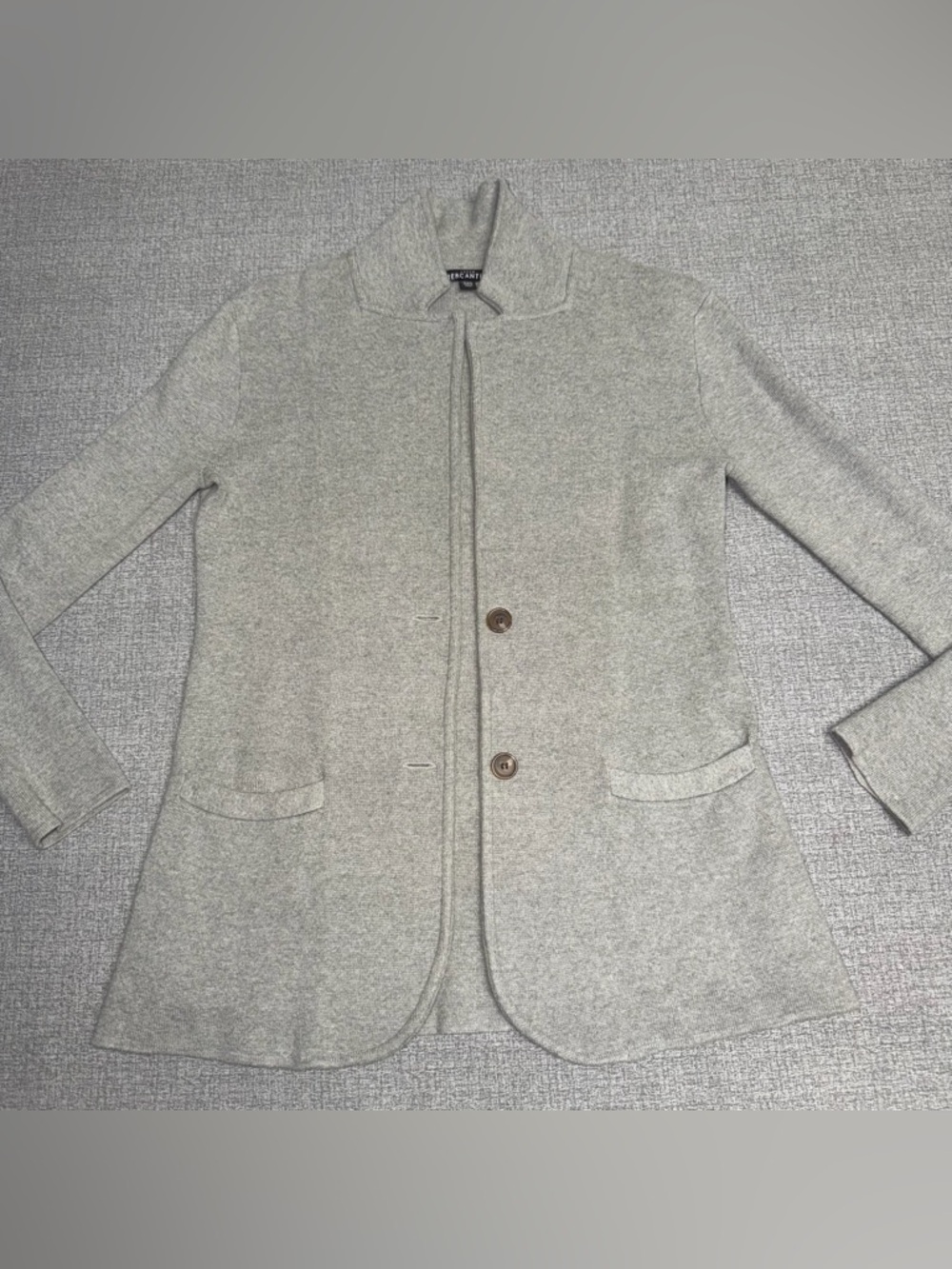 J. Crew Mercantile Gray Cotton Sweater Blazer Blazerette - Picture 2 of 11